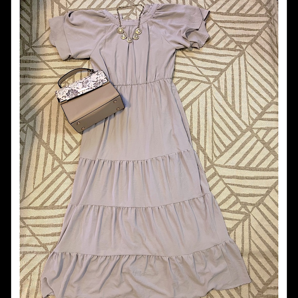 Piper and Scoot flowy dress A-line with tiers and POCKETS!!